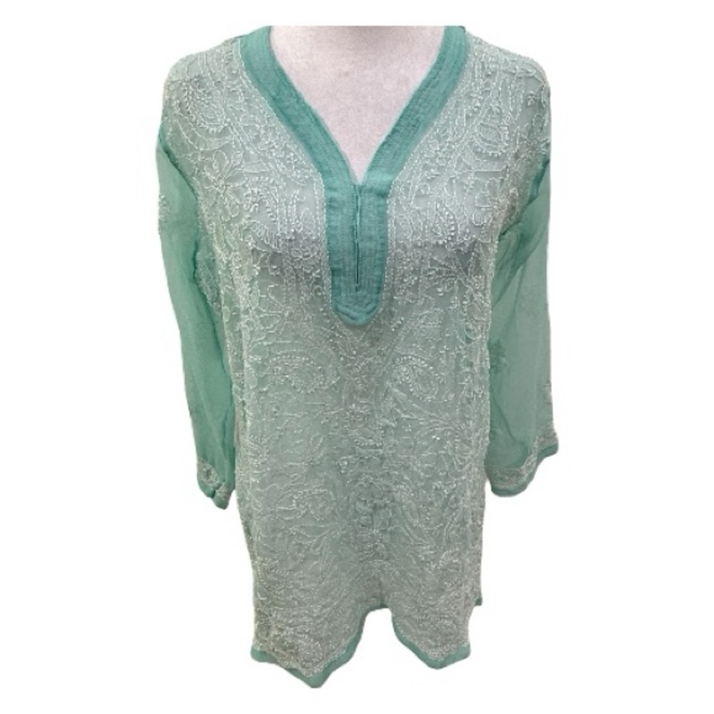 🆕 Crafthouse Mint Green Embroidered Tunic Size L